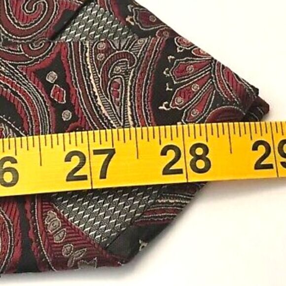 BILL ROBINSON Men's Tie & Hanky Paisley Red Black Beige 58L 3.5W MINT Retail$89 - Picture 8 of 11